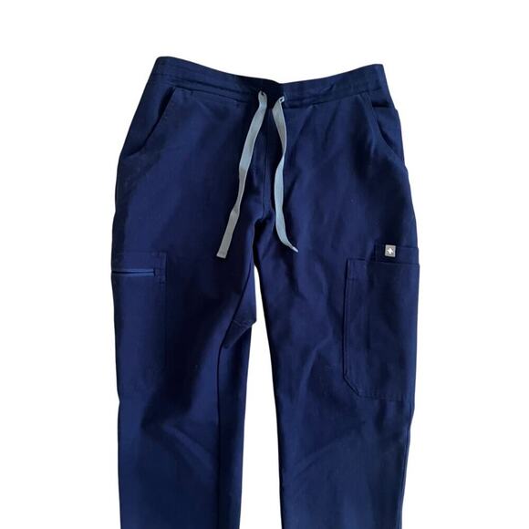 EUC Figs navy scrub pants technical collection size XXS Petite w gray drawstring - Picture 2 of 9